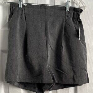 Love Tree Charcoal Gray High-Waist Pleated Women's Shorts